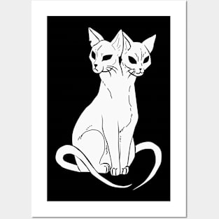 Double head cats white Posters and Art